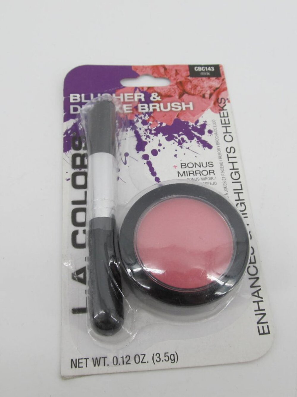 L.A. COLORS Blush Value Pack, MINK (Carded) CBC143 w/ brush and bonus mirror